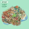 Pegatinas de Paisaje de Tamaño Grande con Temas Culturales y Creativos para Niños, Pegatinas de Escena Miniatura 3D para Alivio del Estrés, Pegatinas para Diario DIY