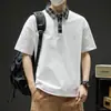 Camiseta Xadrez Patchwork Gola Reversível Manga Curta Unissex Retro Americano Solta Color Block Camisa Polo Versão Lisa Hebei Versão Lisa