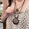 Collar Trenzado de Cuerda con Perlas de Piedra Natural para Mujer, Cadena para Clavícula de Piedra Ojo de Tigre Estilo Chino Nuevo Vintage, Accesorio Largo Colgante para el Cuello con Manchas