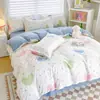 Juego de Cama Estilo Ins de Cuatro Piezas Sábanas Cepilladas Simples Funda Nórdica para Dormitorio Estudiantil Ropa de Cama Funda Nórdica de Tres Piezas 2m Hogar