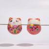 Novo Pulseira Gato da Sorte com Furo Transversal Acessórios Fofo Cerâmica Japonesa DIY Feito à Mão Colorido Cabeça de Gato com Furo Transversal Acessórios Criativos
