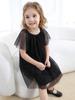 Vestido de manga curta para meninas, primavera e verão, novo vestido tutu de malha, vestido de princesa estiloso para bebês, vestido fofo em linha A para crianças
