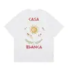 Casa Casablanca Camiseta Casual de Manga Corta Versión Correcta ins Marca de Nicho Trendy Europea y Americana High Street Algodón Puro