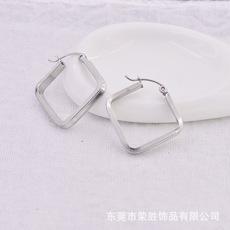 欧美时尚网红流行大圈圈耳环 夸张心形方形有耳洞大耳圈耳饰品