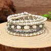 Nuevo juego de pulseras de cuentas turquesas transfronterizas europeas y americanas, juego de pulseras de cordón elástico de moda, cadena hecha a mano de estilo bohemio