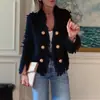 2026 Sitio Independiente Transfronterizo Amazon Elegante Chaqueta Cardigan Corta con Borlas Estilo Chanel con Hebilla Metálica