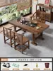 Mesa de Té Pequeña y Silla para Balcón de Madera Maciza Combinación Nuevo Estilo Chino Mesa de Café para Apartamento Pequeño Sala de Estar Mesa de Té para el Hogar Juego de Té Set