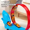 Coche de catapulta explosiva para niños, coche devorador de tiburón dinosaurio, coche de juguete, coche de juguete para niño, montaje libre, coche de juguete de riel