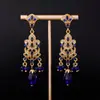 Estilo Palacio Retro Exquisito Patrón de Lirio Borla de Diamante Nicho Moda Elegantes Pendientes de Gama Alta Joyería Medieval