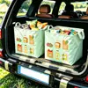 Adesivos de comida pastoris estilo Ins, cesta de armazenamento dobrável para carro, caixa de armazenamento economizadora de espaço para viagens de carro, cesta de armazenamento dobrável