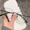 Armação de Óculos Retangular Poligonal Retro de Metal Literário da Moda Danyang Atacado Artefato de Maquiagem Para Mulheres Podem Ser Equipadas com Óculos de Grau