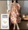 Camisón de Verano a Rayas para Mujer 2026, Estilo Coreano, Adelgazante, Encaje, Sexy, Vestido de Longitud Media