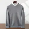 Suéter Masculino de Cashmere Gola Redonda Espessado Cor Sólida Pulôver Ombro Raglã Manga Longa Solto Confortável Malha de Lã Camada Base