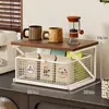 Estante de almacenamiento de escritorio, soporte para cafetera de encimera, estante de almacenamiento en capas tipo cajón, estante de almacenamiento de bocadillos y portavasos