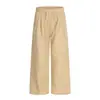 Calça Casual Rumei Estilo Retrô Americano Cor Sólida Cintura Elástica Simples Primavera Exterior Solta para Caminhada Esportes Perna Reta Longa