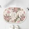 Alfombra de Piso Absorbente Antideslizante para Baño, Cocina, Puerta de Baño, Estampada con Flores de Amazon y Lodo de Diatomeas, Transfronteriza