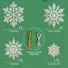 Decoraciones Navideñas 10cm Copos de Nieve, Copos de Nieve de Plástico con Purpurina, Decoración para Árbol de Navidad Colgantes de Copo de Nieve Huecos