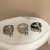 Anillo de Calcedonia Desmontable de Tres Capas con Diseño de Nicho, Anillo de Hueso de Perro Moderno y Único en Nuevo Estilo Chino
