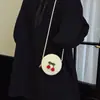 Bolso Pequeño Redondo Tejido de Paja de Verano para Niños, Mini Bolsa Cruzada de Ganchillo Ligera de Frutas para Playa para Niños y Niñas