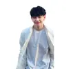 Camisa de manga larga con solapa de diseño verde claro para hombre, marca de moda, top de temperamento casual, sensación de alta gama, protección solar, chaqueta fina