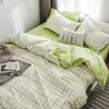 Juego de ropa de cama de verano de cuatro piezas, funda de edredón se vende por separado, sábana individual para cama de dormitorio de estudiante, juego de tres piezas de algodón lavado para una persona