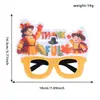 Decoraciones de Acción de Gracias Hoja de Arce Pavo Letras Gafas Temporada de Cosecha de Otoño Gafas para Fotos de Fiesta Marcos Regalos para Niños