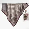Bufanda Grande Azul de Algodón Lino con Patrón de Anacardo 90% Bufanda de Seda Protector de Cuello Estilo Coreano para Mujer Chal Pañuelo Fino para la Cabeza Bufanda de Terciopelo Rosa