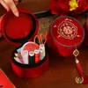 Caja de almacenamiento para kit de costura de suministros de boda para uso doméstico, dote nupcial práctica, regalo festivo, kit de costura portátil, rojo