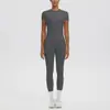 Nueva camiseta de manga corta ajustada de secado rápido con cuello redondo y pantalones deportivos de yoga de cintura alta para mujer, conjunto para correr y fitness al aire libre