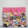 Bolsa para documentos de doble capa Sanrio Stitch KT Spider-Man Cinnamoroll de gran capacidad portátil con cremallera para almacenamiento de archivos