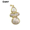 Wt-Jp424 Pingente Único em Forma de Cabaça com Pérola Natural de Água Doce Banhado a Ouro 18K Joias Artesanais Acessórios de Latão