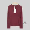 Lulu Mesmo Estilo 1.0 Camiseta Esportiva de Manga Longa para Yoga Secagem Rápida Gola Redonda Yoga Corrida Fitness Slim Fit Top para Mulheres