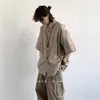 Chaqueta de verano estilo japonés, camisa de trabajo casual de corte holgado, camisa fina vintage de manga corta para hombre, marca versátil de moda