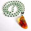 Cadena de suéter de cera de abejas con fósil de planta de insecto, ámbar, productos de plantas animales de Brasil, collar de cadena de suéter de ámbar de imitación de piedra