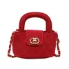 Nova Bolsa de Veludo Bordada Infantil para Primavera e Verão, Pequena Bolsa Estilo Chanel para Meninas, Bolsa Transversal com Corrente Moda Coreana, Transfronteiriça