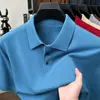 Camisa polo masculina de lã fiada com mangas curtas, uma camada base leve e estilosa, perfeita para primavera, verão e outono, em cores lisas, malha casual e versátil