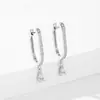 Pendientes de Plata de Ley 925 con Forma de U y Gota de Agua Estilo Nuevo Europeo y Americano para Mujer, Lujo Accesible de Moda, Pendientes Geométricos de Alta Gama de Moda