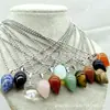 Collar con colgante de gota de agua de ágata de cristal natural, cristal de cuarzo rosa, ágata de cristal, jade Dongling, piedra Ojo de Tigre, variedad de materiales opcionales