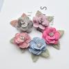 Tela de pana estilo coreano con hojas y pequeñas rosas, material para accesorios de cabello hechos a mano, tocados, accesorios