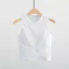 Esportes de Lazer Fitness Colete em I Feminino Roupa Externa de Verão Justa com Bojo Top Curto Sem Mangas para Yoga Corrida