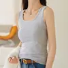 Camisola de Verão 2026 Novo Estilo para Mulheres, Roupa Íntima sem Mangas, Peça de Roupa Externa Cor Sólida Slim Fit Anti-Exposição para Mulheres