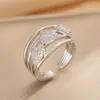 Anillo Exquisito Super Brillante de Circonita para Niñas, Lujo Accesible y Anillo de Apertura Ajustable de Gama Alta, Baño de Oro Real Simple
