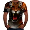 Exportación Transfronteriza Nueva Camiseta 3D Estampado Animal Tigre Manga Corta Hombre Camiseta León Casual Nuevo Perro Lobo Ropa para Hombre