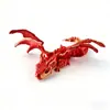 Dragón Impreso en 3D con Doble Cuerno, Figura Móvil Articulada Flexible, Juguete de Animal Realista con Alas, Dragón Grande con Cuernos