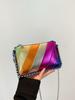 Bolso de Mujer Nuevo Estilo Transfronterizo Costuras en Bloque de Color Contraste de Color Moderno Bolso Cuadrado Pequeño Estilo Punk de Moda Cadena de Cuentas Bolso Bandolera de un Solo Hombro