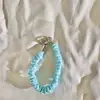 Ins Niche Rosa Cuadros Plisado Pulsera Funda para Teléfono Móvil Pulsera de Cadena Pulsera Correa de Muñeca Antiperdida Colgante Universal