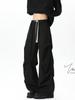 Pantalones Plisados Irregulares Estilo Americano para Hombre Primavera y Otoño Pierna Recta Pierna Ancha Viento Perezoso Drapeado Ropa de Trabajo Pantalones Casuales para Hombre