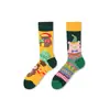 Calcetines de Moda Originales Asimétricos Estilo AB para Mujer Calcetines de Algodón de Verano Zhejiang Arte de Dibujos Animados Personalizado Calcetines de Algodón de Tubo Medio para Hombres y Mujeres