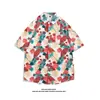 Pintura al Óleo Vintage Tailandesa Retro Estampado Completo Camisa Trendy de Calle de Alta Gama para Hombres Americanos Pareja Songkran Tendencia
