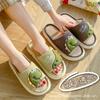 Pantuflas de Lino Cuatro Estaciones Absorbentes de Sudor Transpirables Suela Gruesa Dibujos Animados Lindo Dinosaurio Usando Hogar Antideslizantes Interior Pareja Hombres